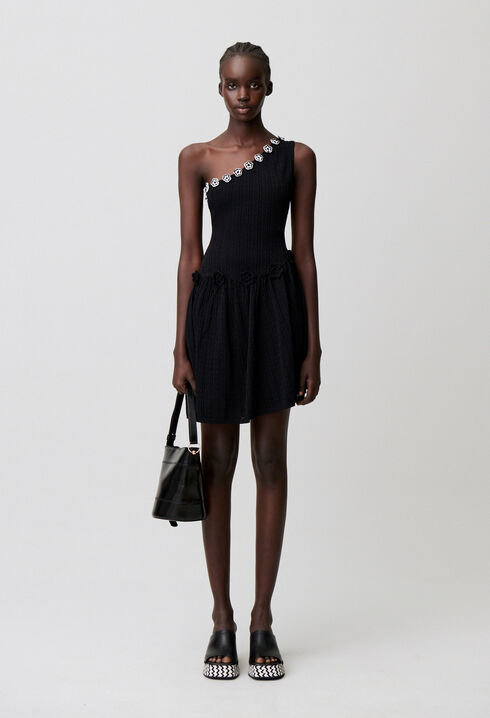 Crochet floral knit dress