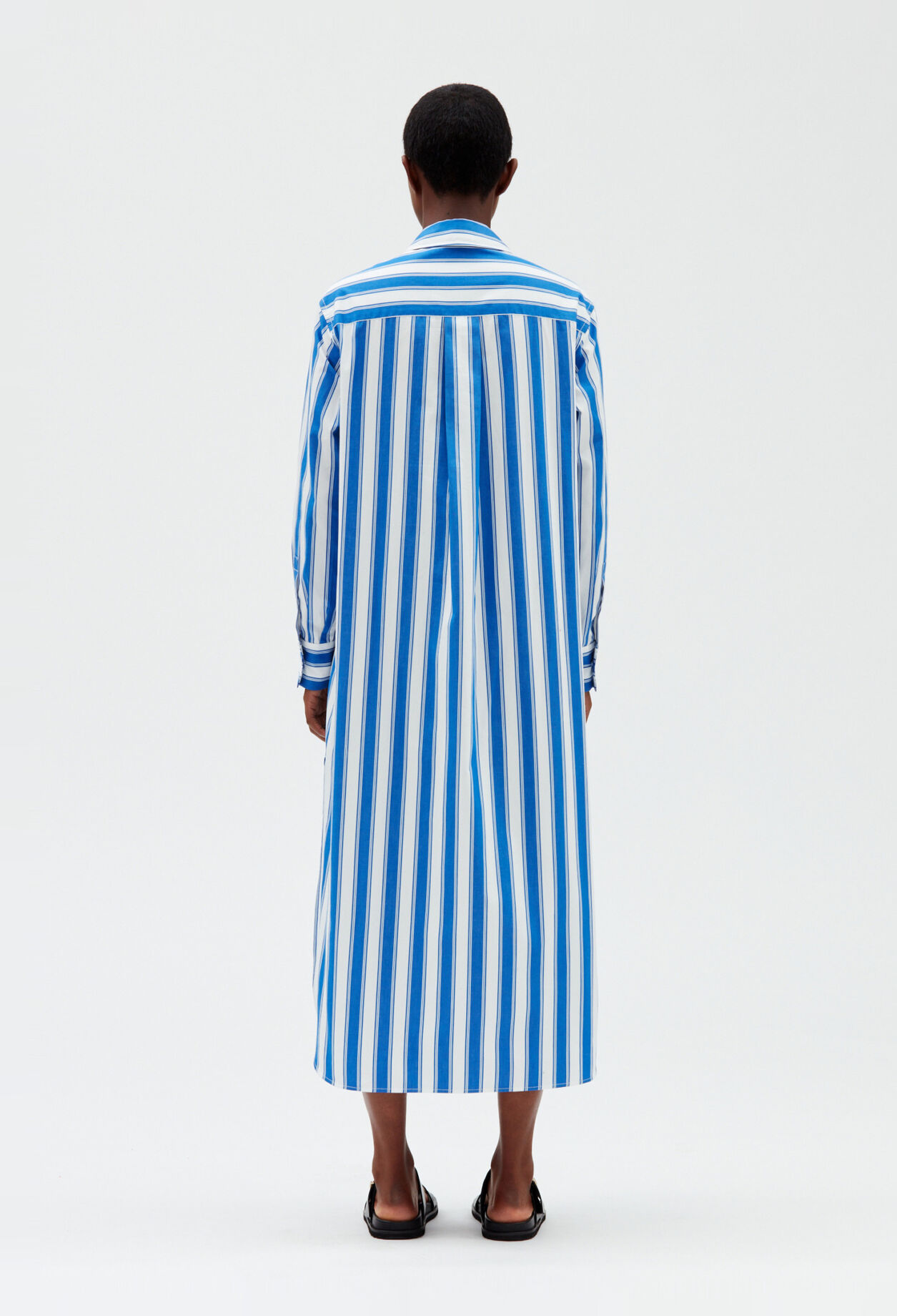 Blue striped shirt dress