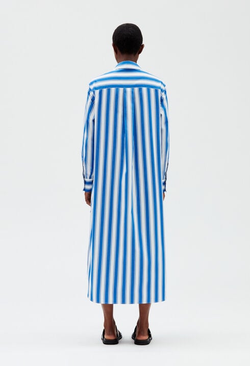 Blue striped shirt dress