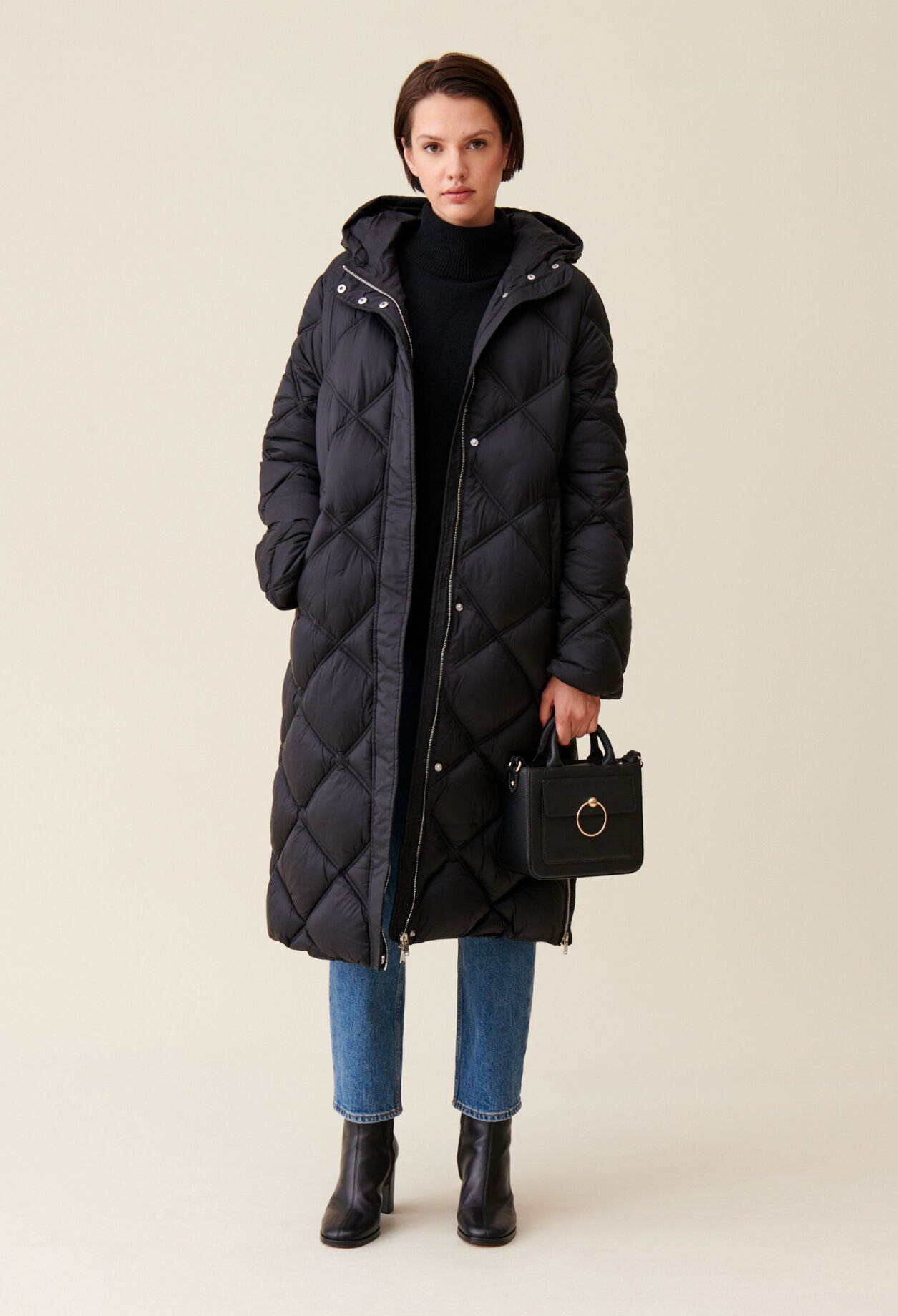 Long padded down coat store