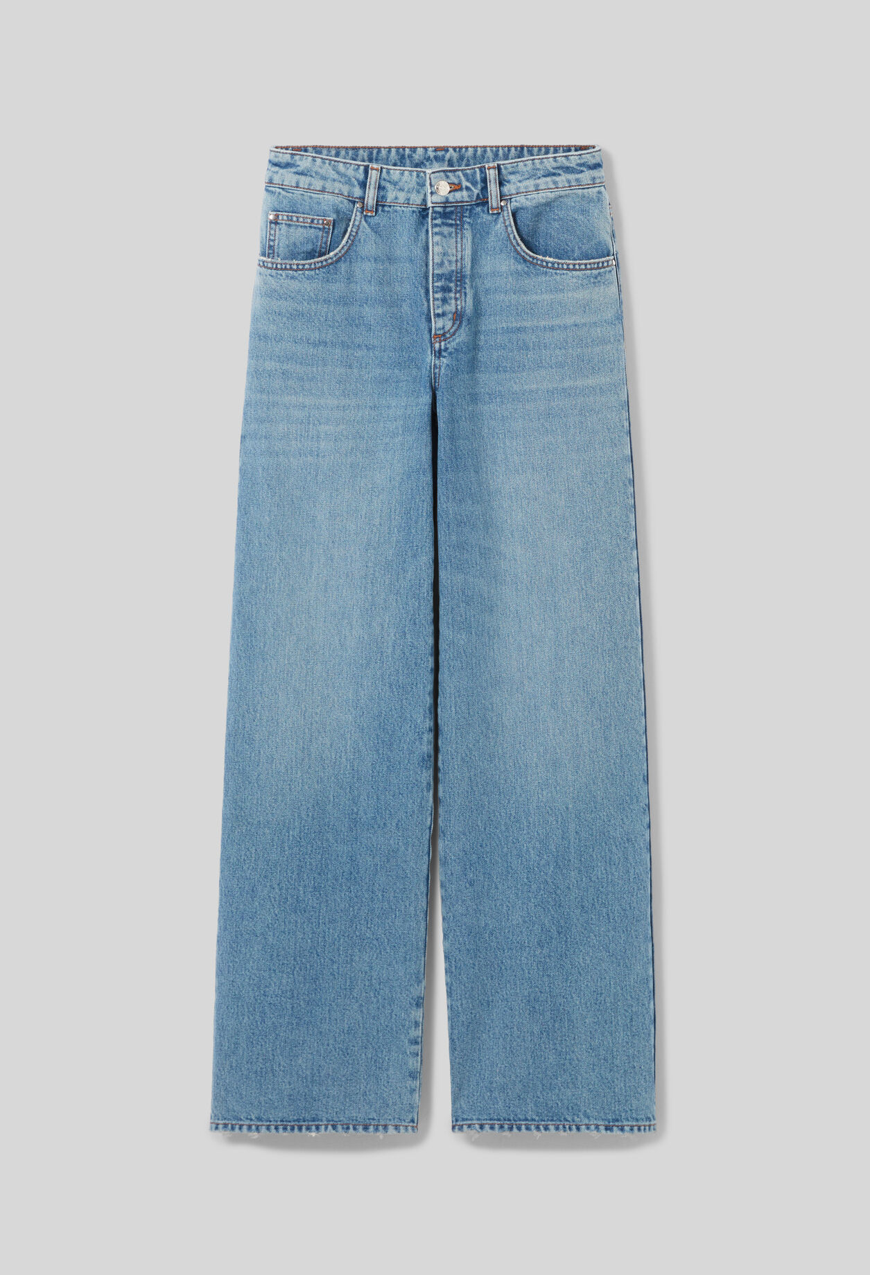 Wide-Leg Washed Denim Jeans