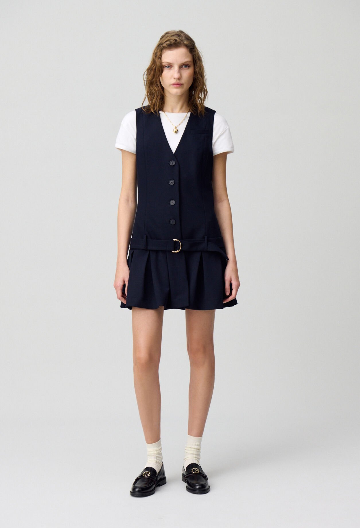 Pleated fitted short dress
