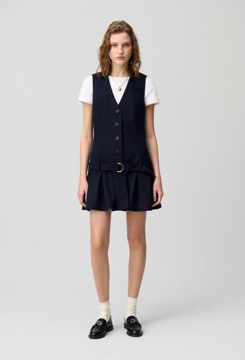 Pleated fitted short dress