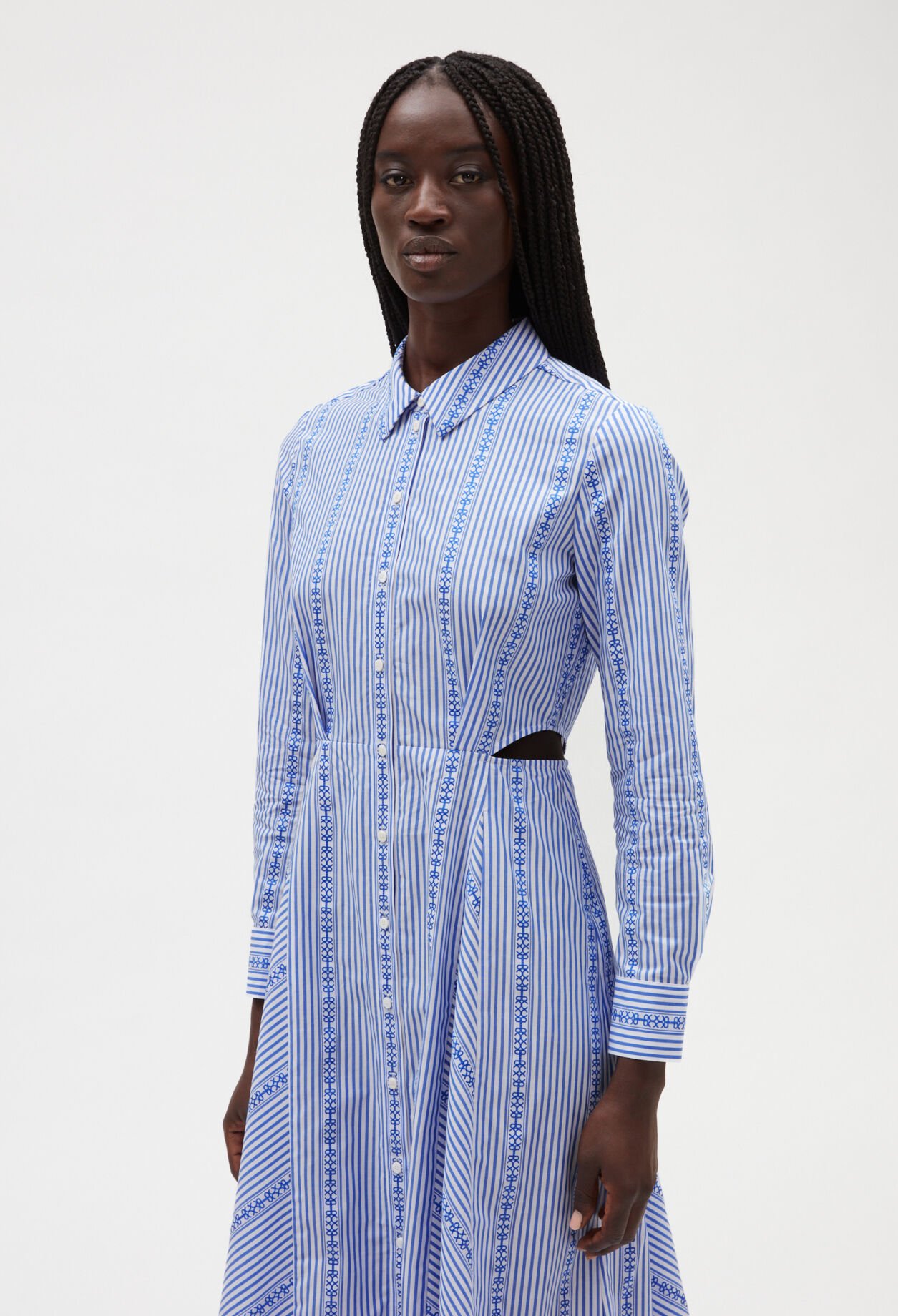 Sky blue mid length shirt dress