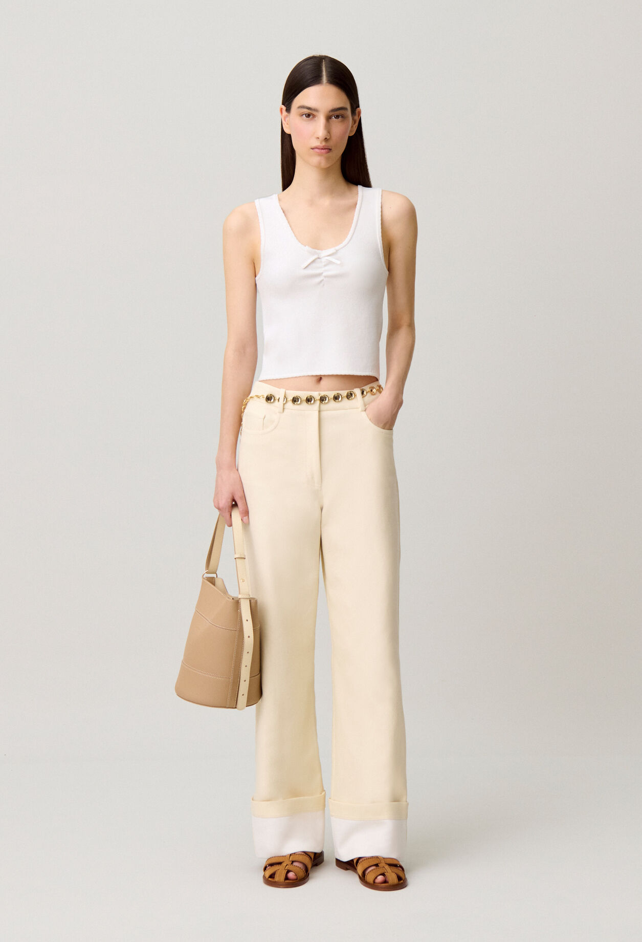 Cropped top with criss-cross ties