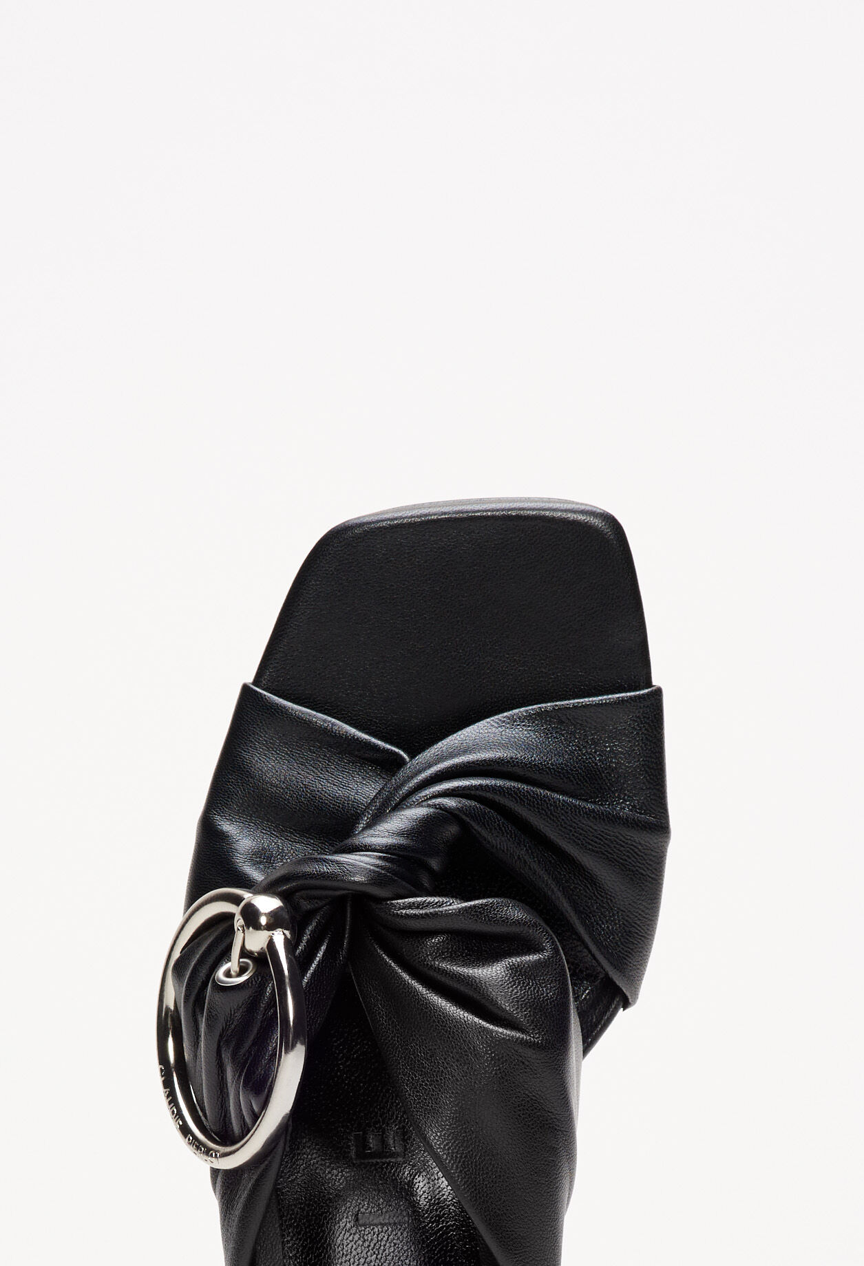 Mule sandal with metal buckle