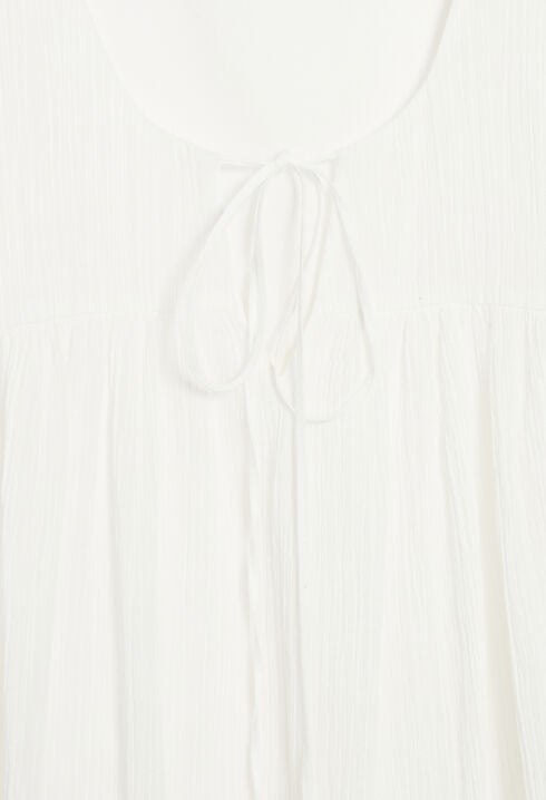 Ruched short cream dress