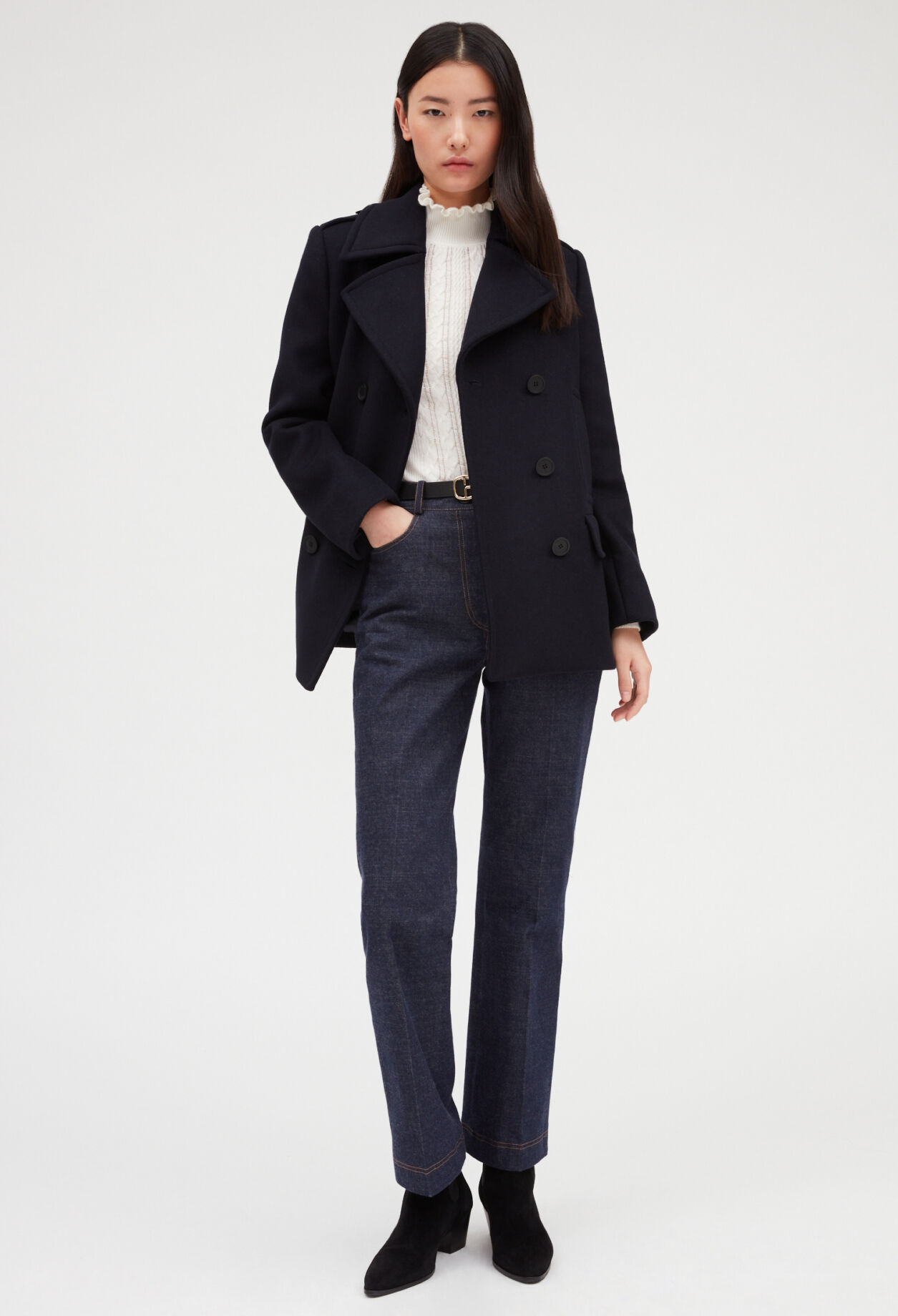 Navy wool blend pea coat