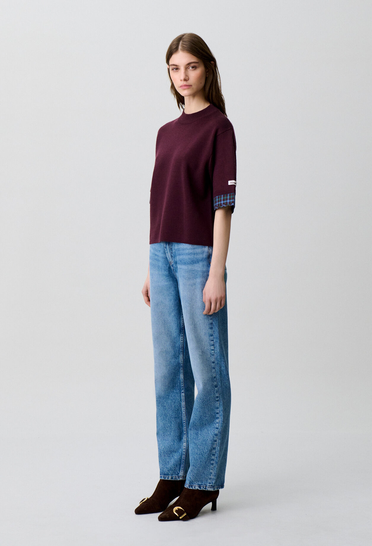 Knitted funnel neck jumper