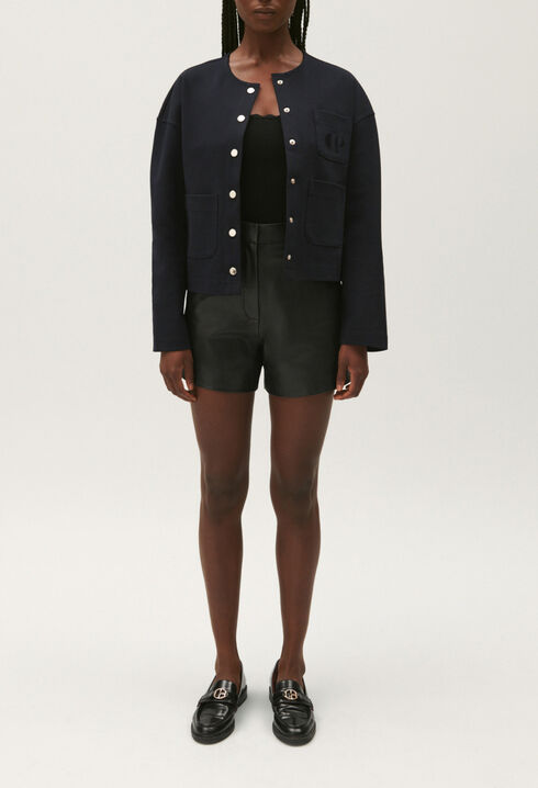 Navy blue cropped cardigan