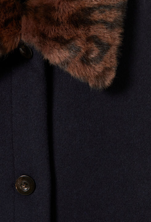 Long leopard-print wool coat