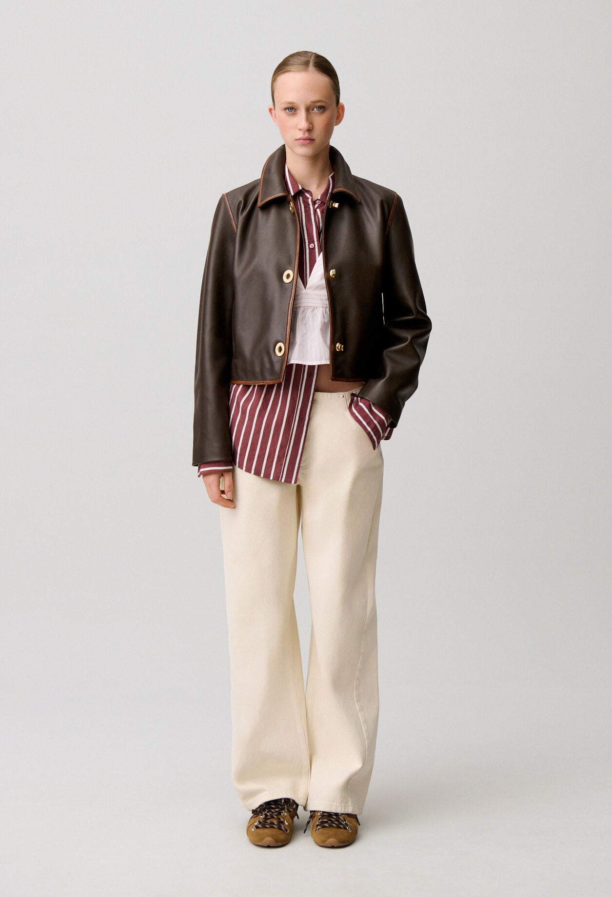 Cropped Vintage Leather Jacket