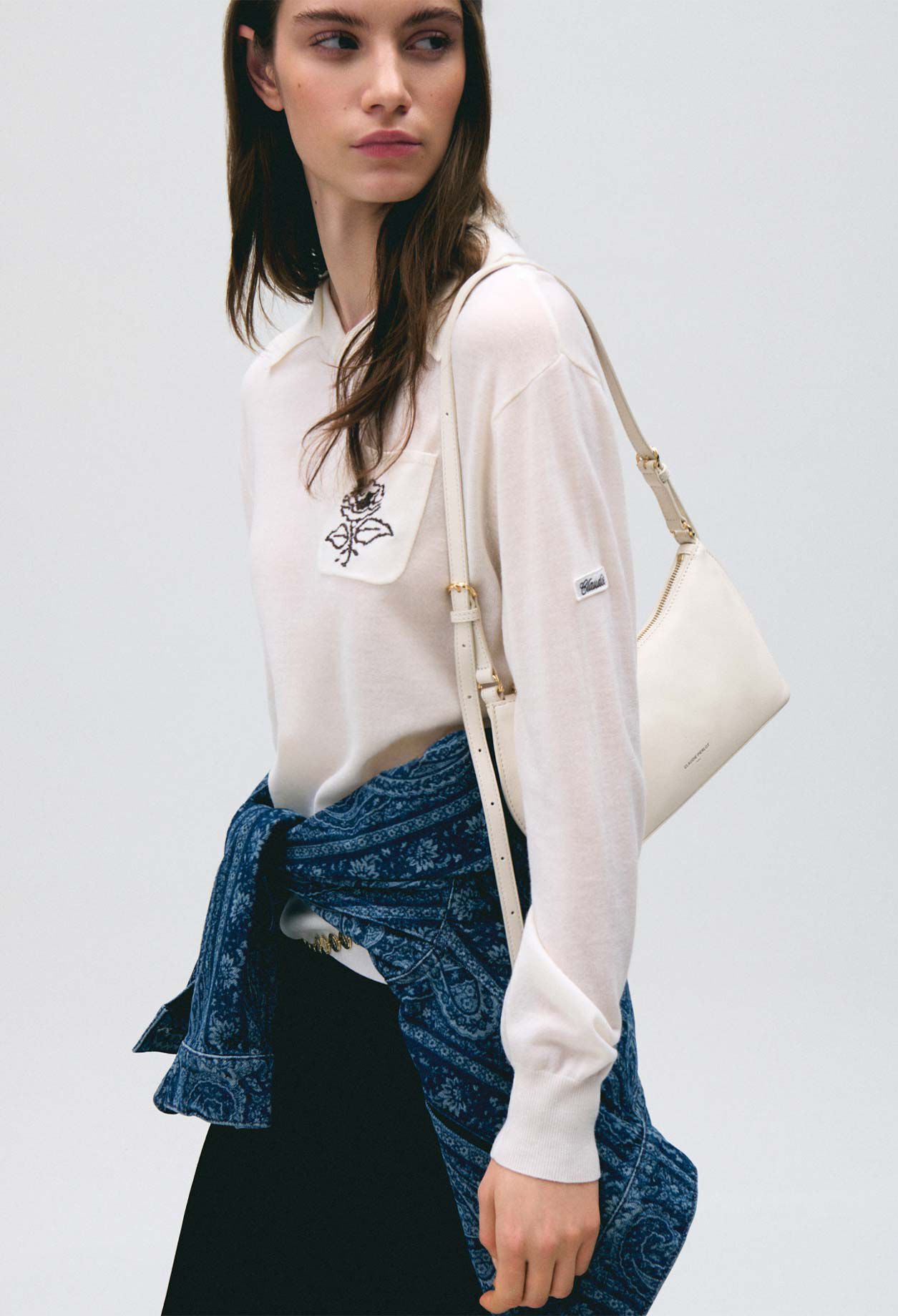 Embroidered flower knit jumper