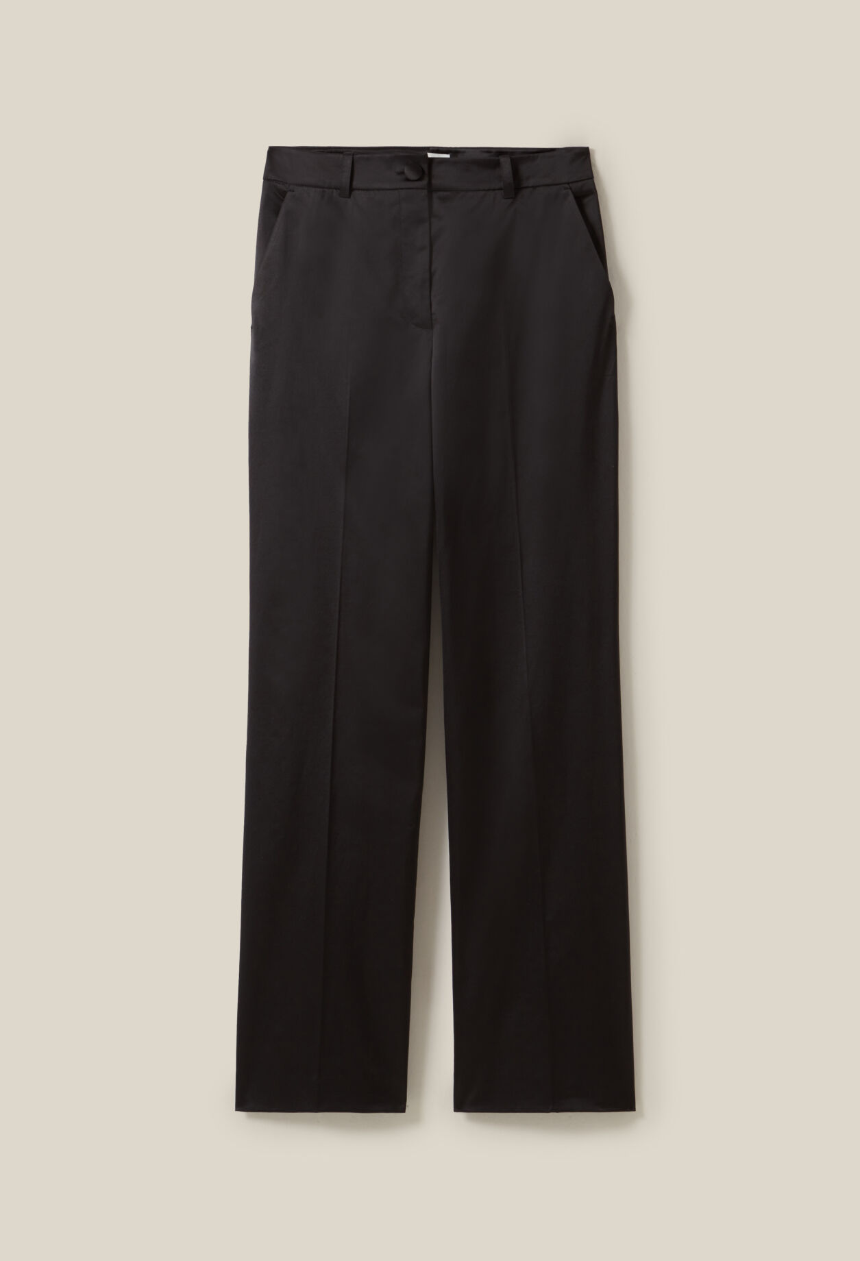 Black slim satin trousers