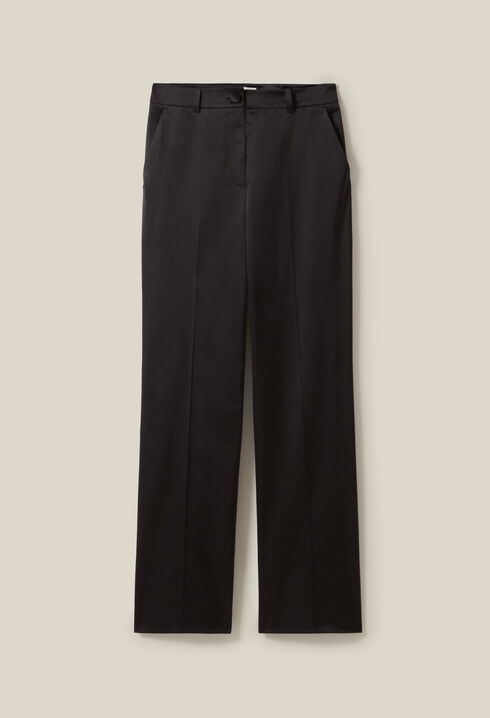 Black slim satin trousers