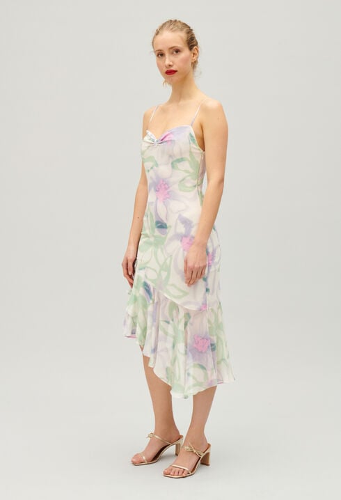Silk printed midi dress