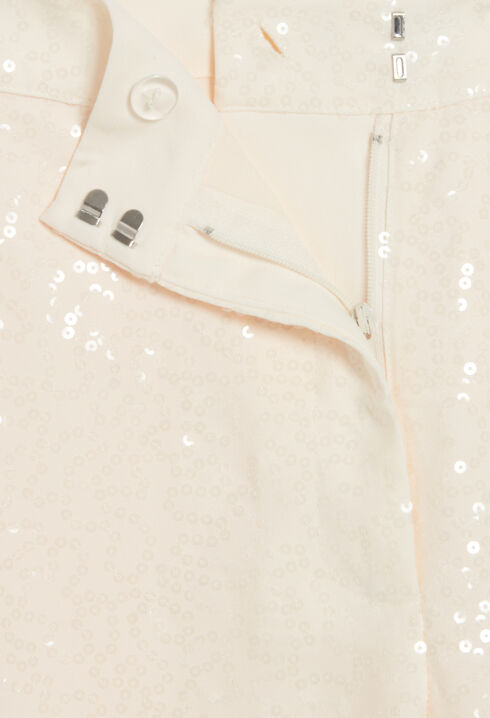 Ecru sequinned trousers