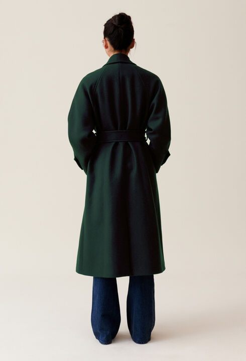 Long green trench coat