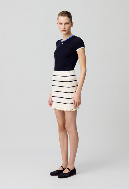 Striped fine knit skirt