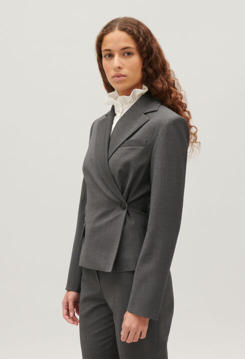 Flecked grey wrapover suit jacket