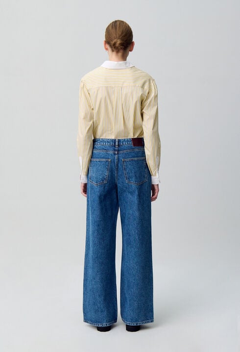 Wide-Leg Straight Denim Jeans