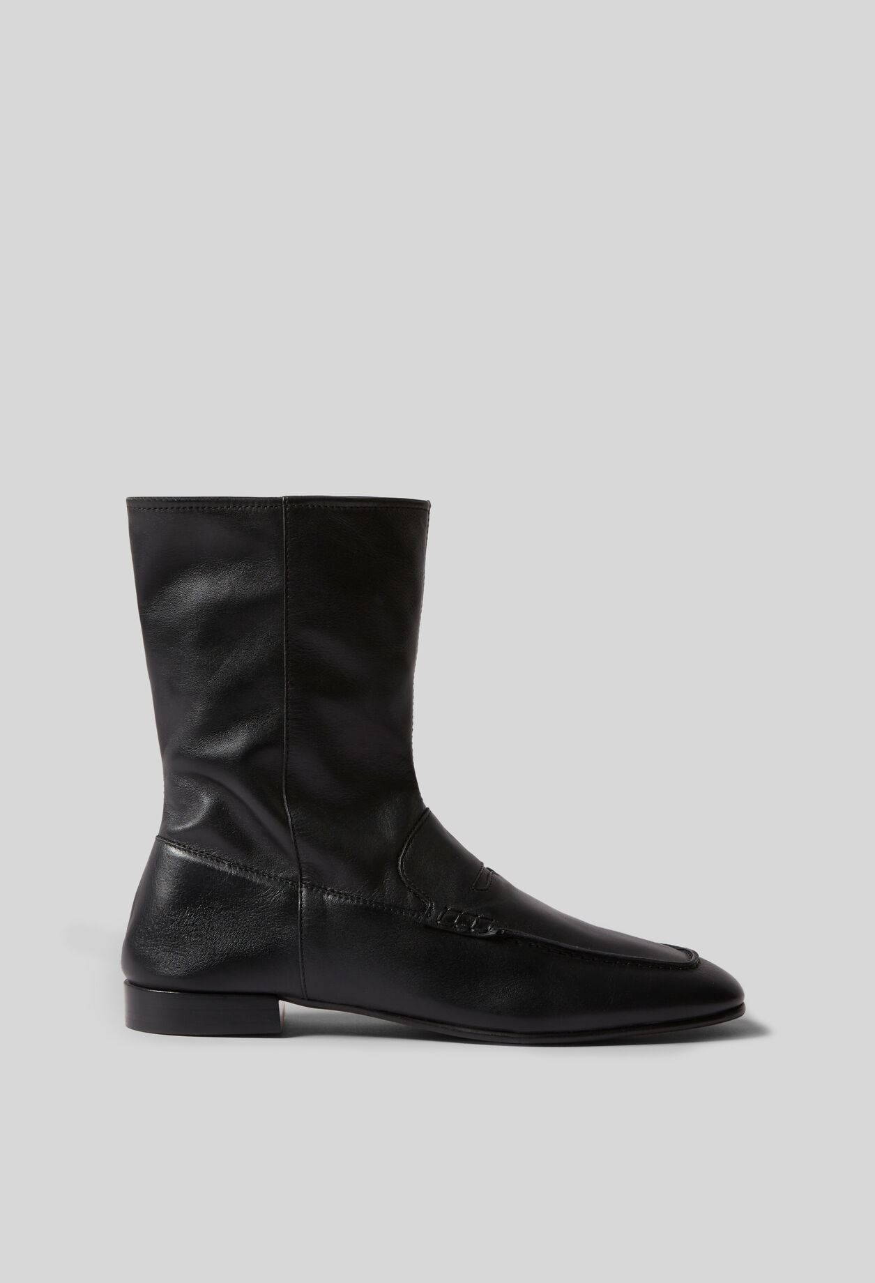 Leather Moccasin-Style Ankle Boots