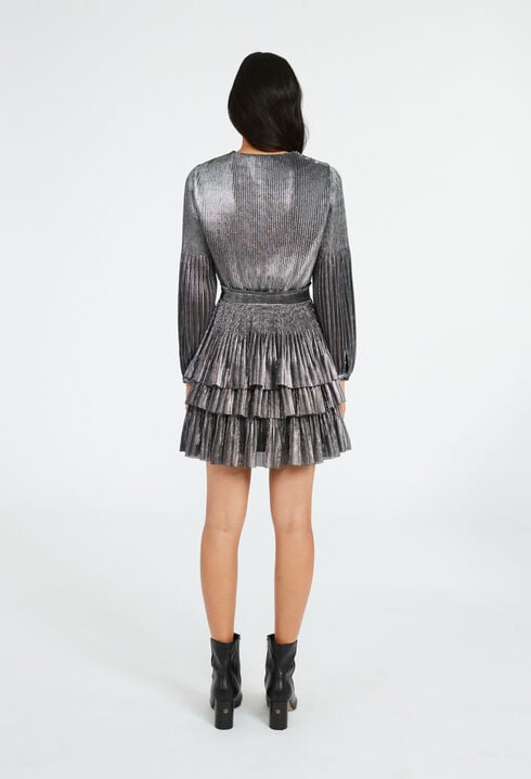 Short silver ruffled dress