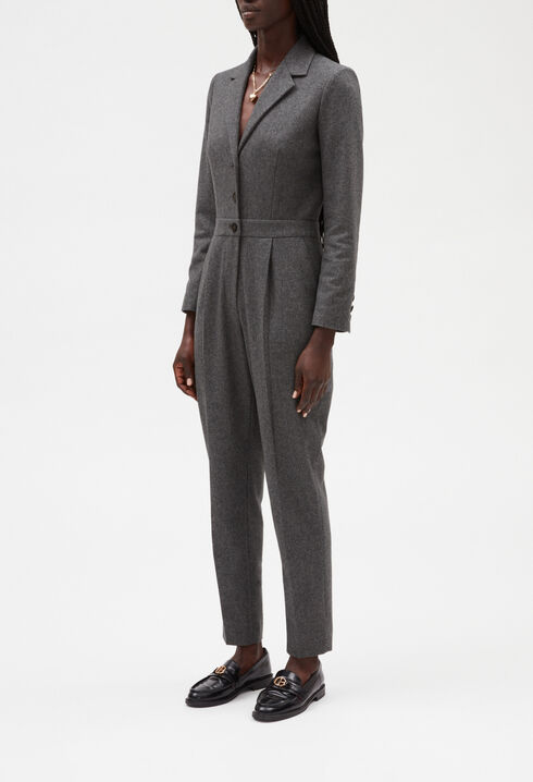 Heather grey long-sleeved jumpsuit