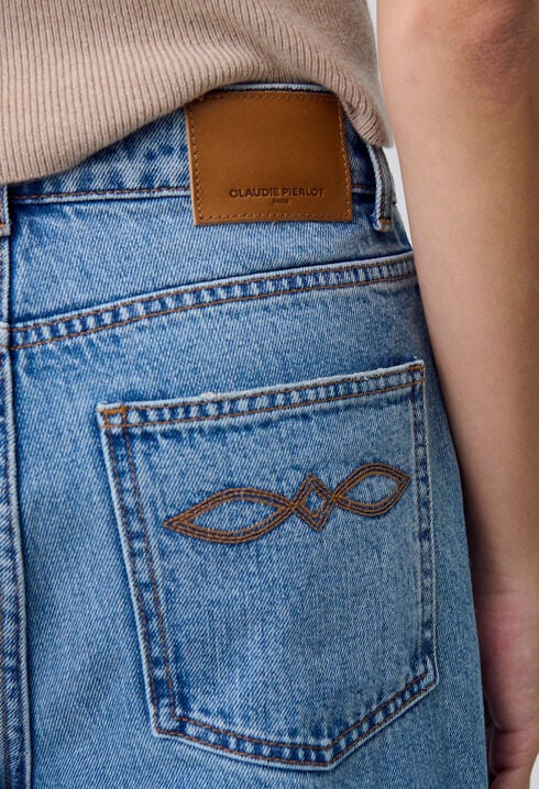 Wide-Leg Washed Denim Jeans
