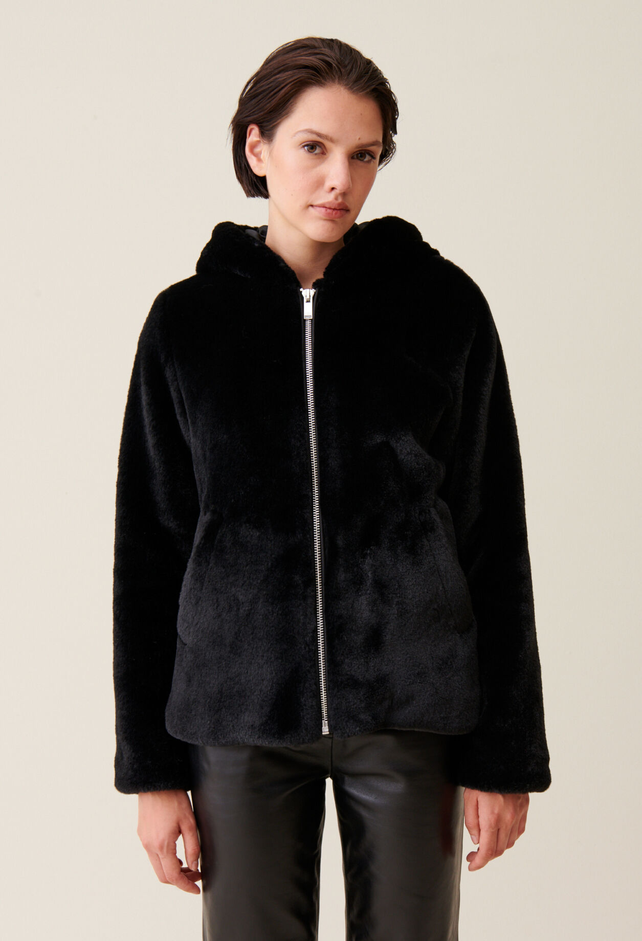 Hooded Faux Fur Jacket