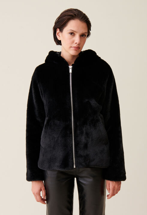 Hooded Faux Fur Jacket