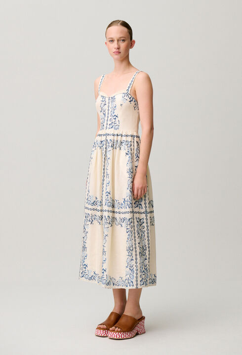 Printed linen dress