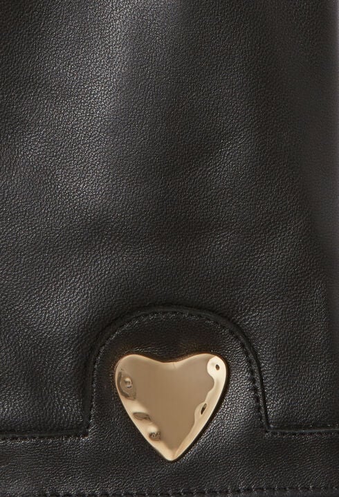 Gold heart leather gloves