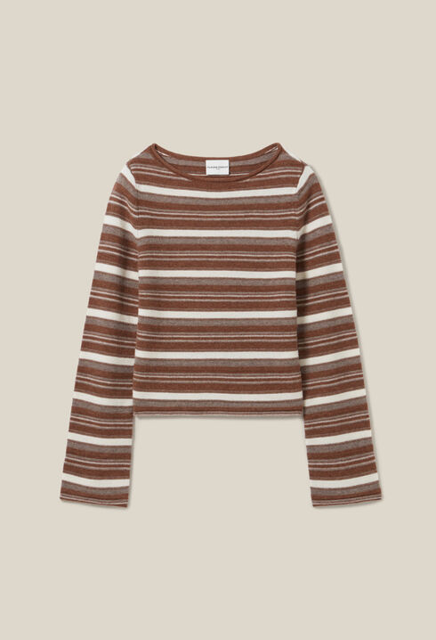 Striped flared sleeve jumper