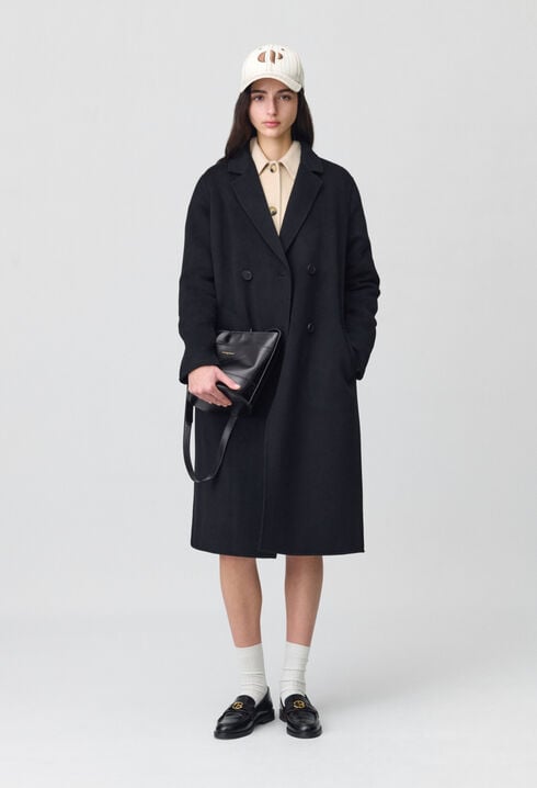 Black straight mid-length coat 