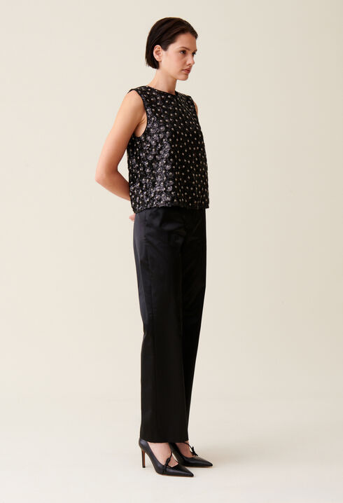 Top embroidered sequins open back