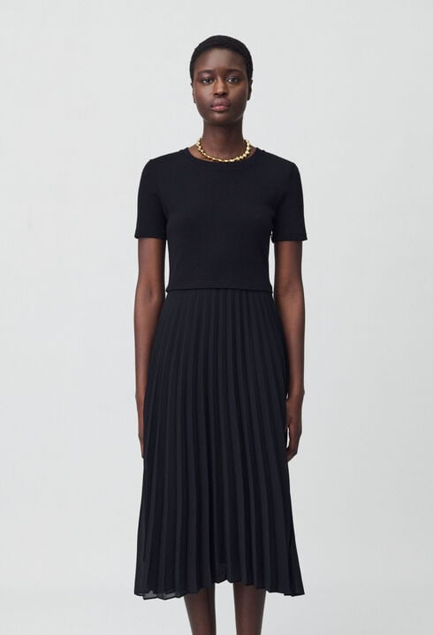 Long dual-fabric Teli dress