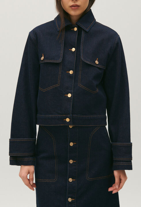 Blue raw denim jacket