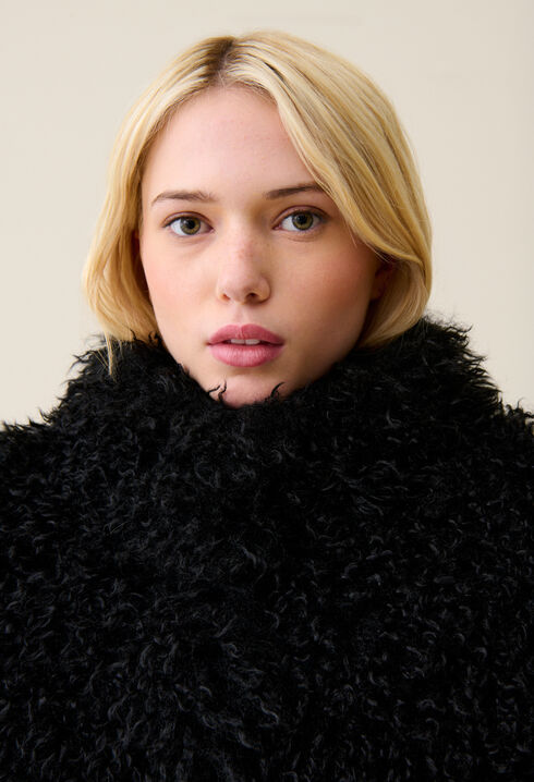 Black faux fur coat