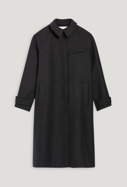 Flecked grey wool mid-length coat