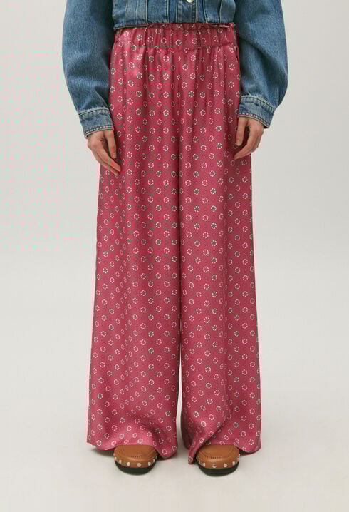 Printed satin trousers