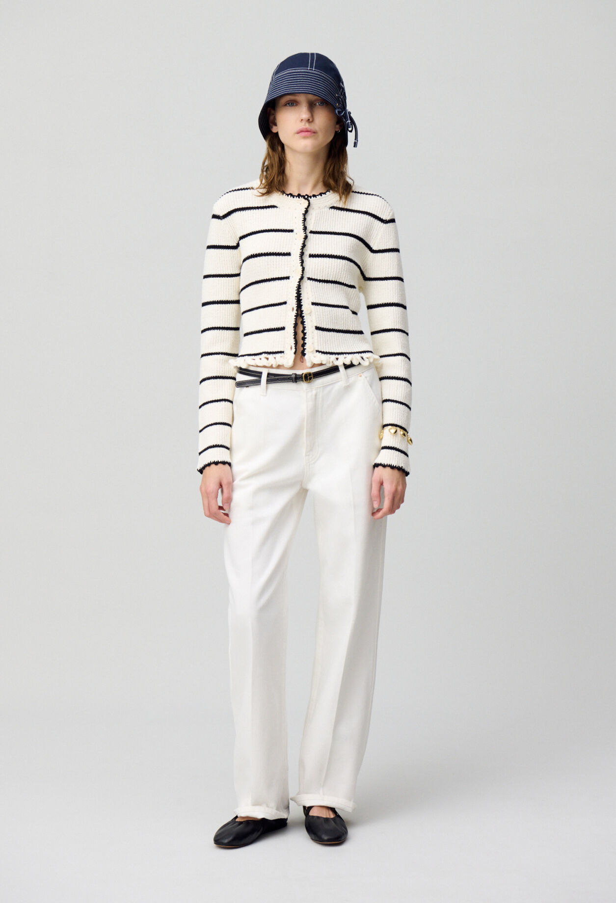 Fine knit striped cardigan