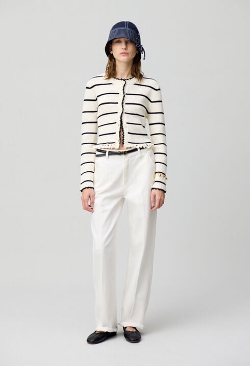 Fine knit striped cardigan