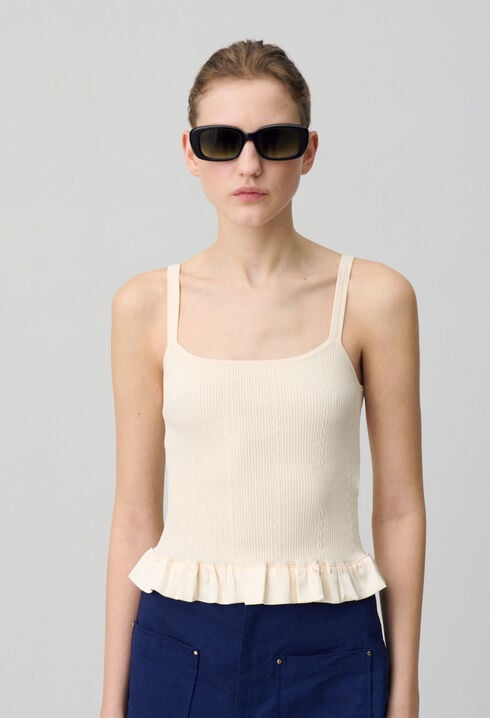 Ruffled satin top