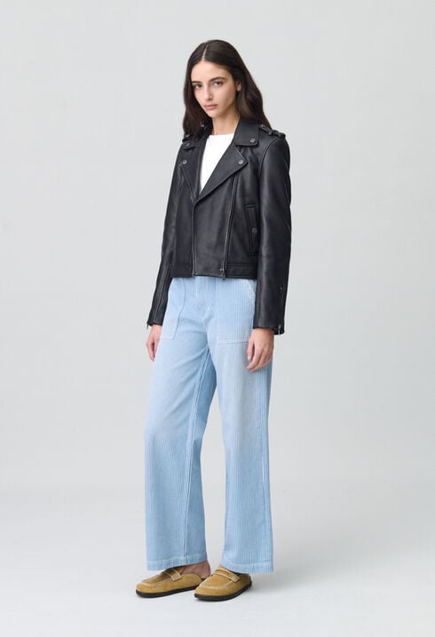Black grained leather jacket