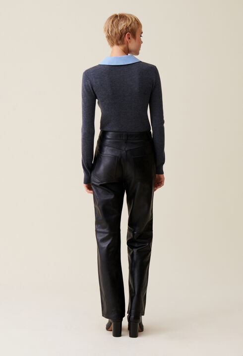Straight leather trousers