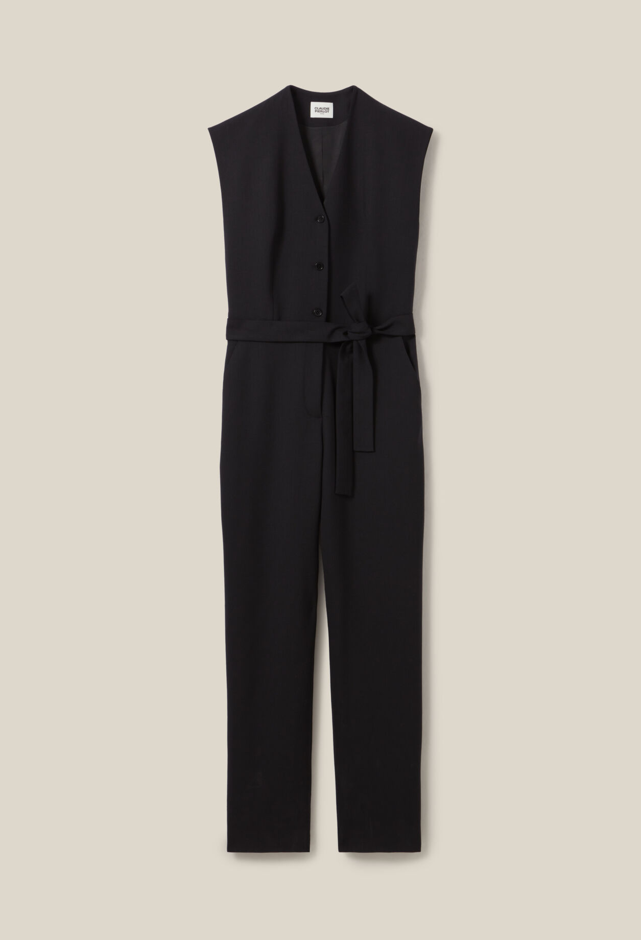 Black short-sleeve jumpsuit