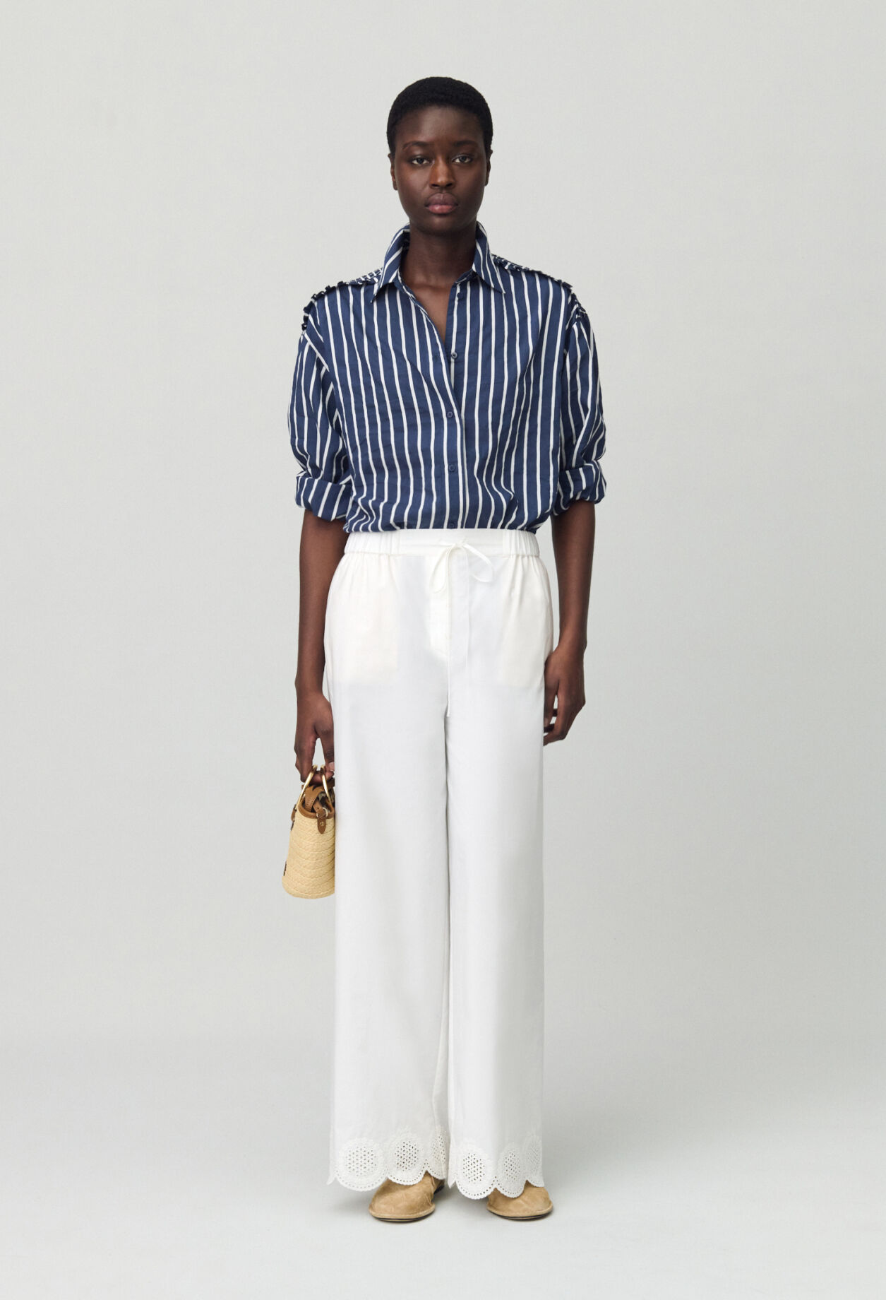 Lightweight embroidered trousers