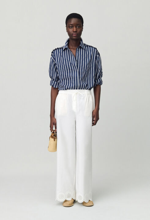 Lightweight embroidered trousers
