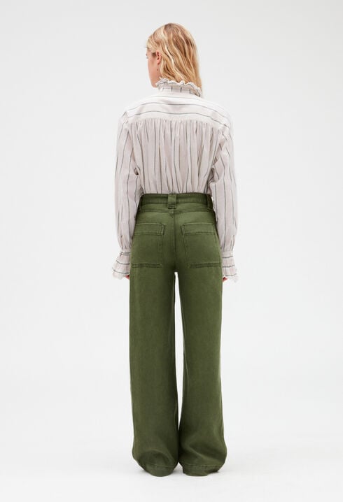 Wide khaki cargo trousers